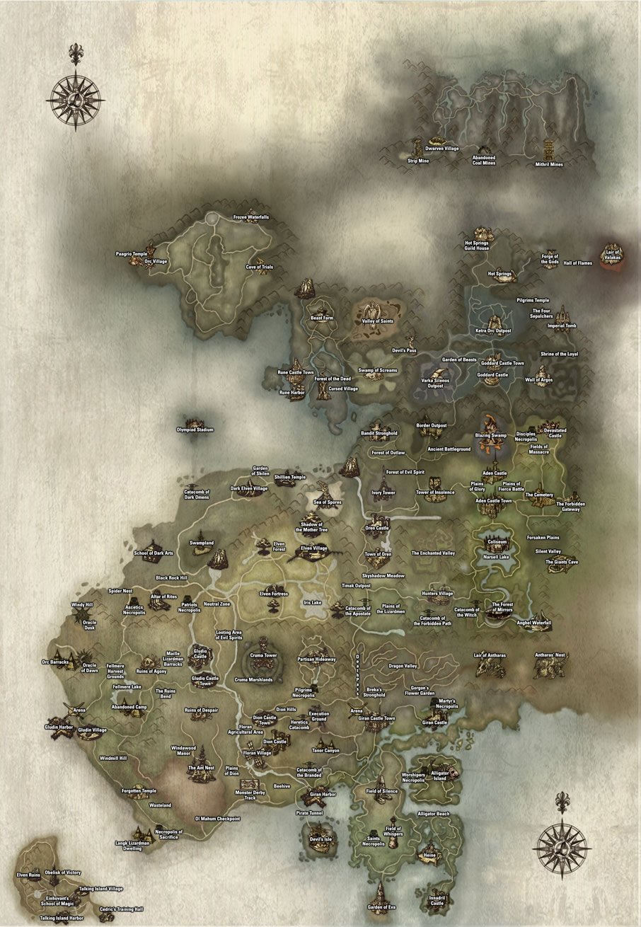 Lineage II C4 Aden world map